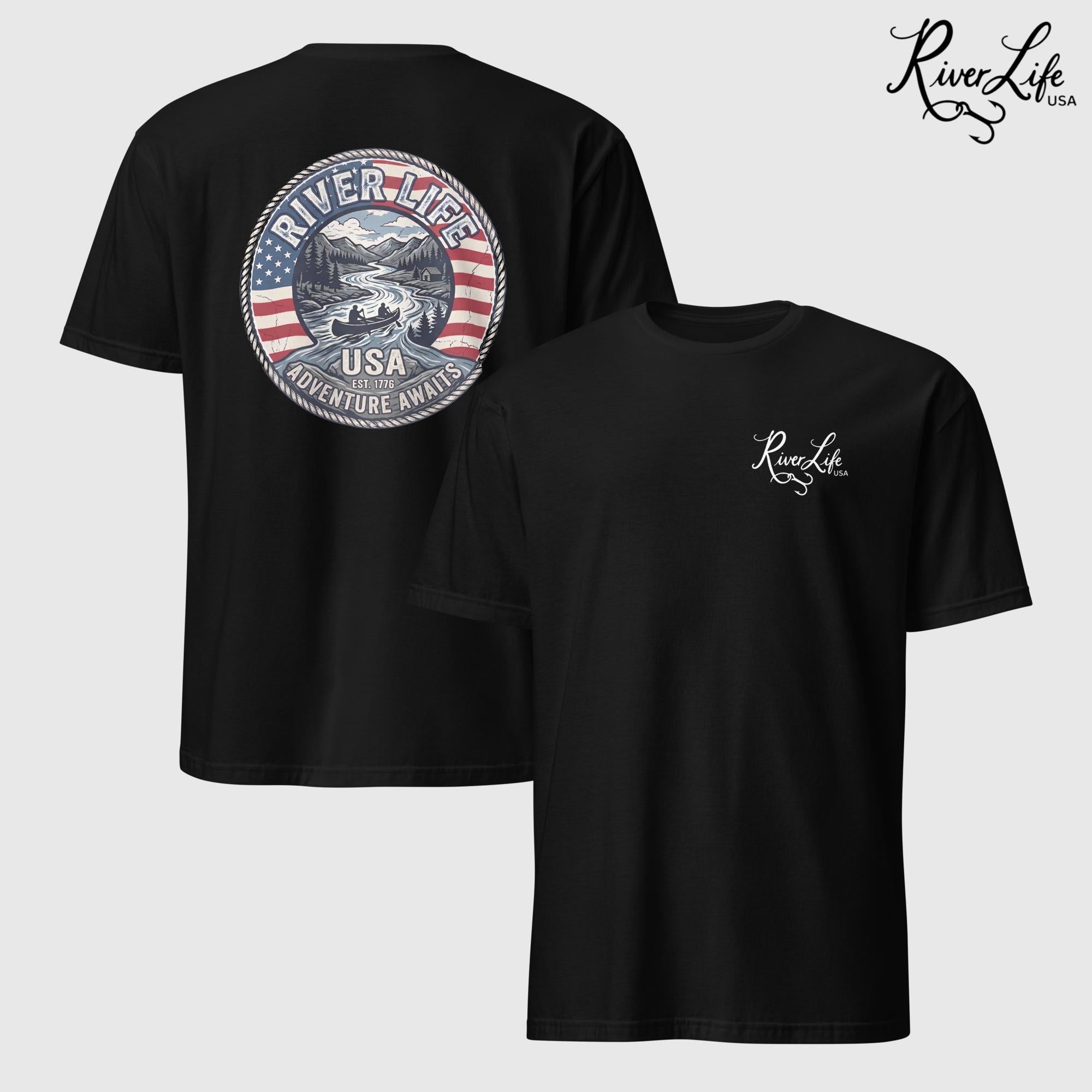Adventure Awaits | Short-Sleeve Unisex T-Shirt-Black-River Life USA