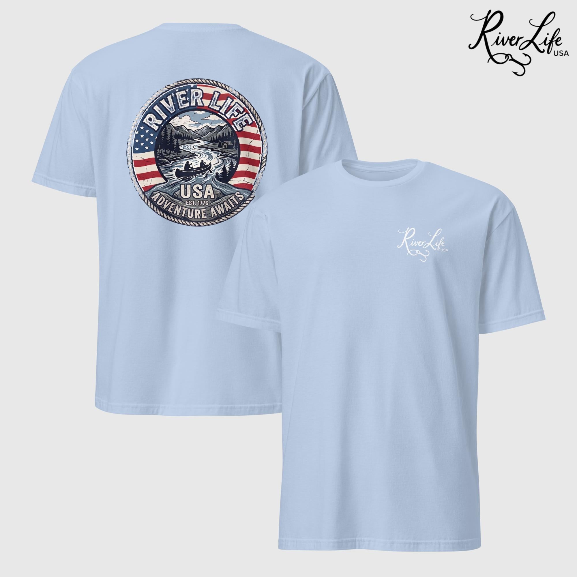 Adventure Awaits | Short-Sleeve Unisex T-Shirt-Light Blue-River Life USA