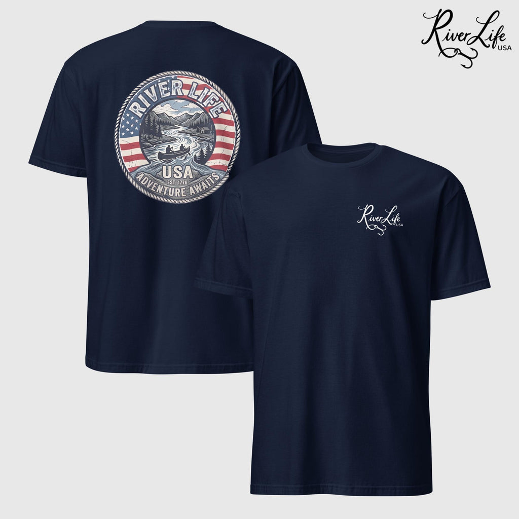 Adventure Awaits | Short-Sleeve Unisex T-Shirt-Navy-River Life USA