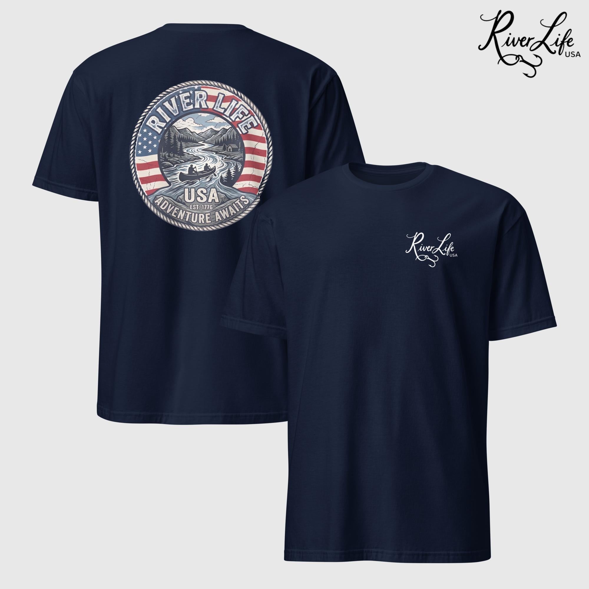 Adventure Awaits | Short-Sleeve Unisex T-Shirt-Navy-River Life USA
