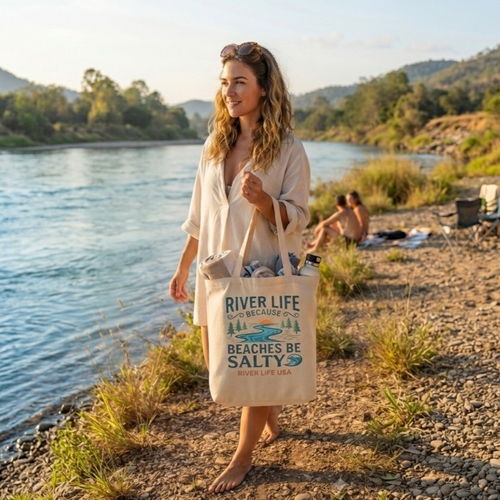 Beaches Be Salty | Eco Tote Bag-River Life USA