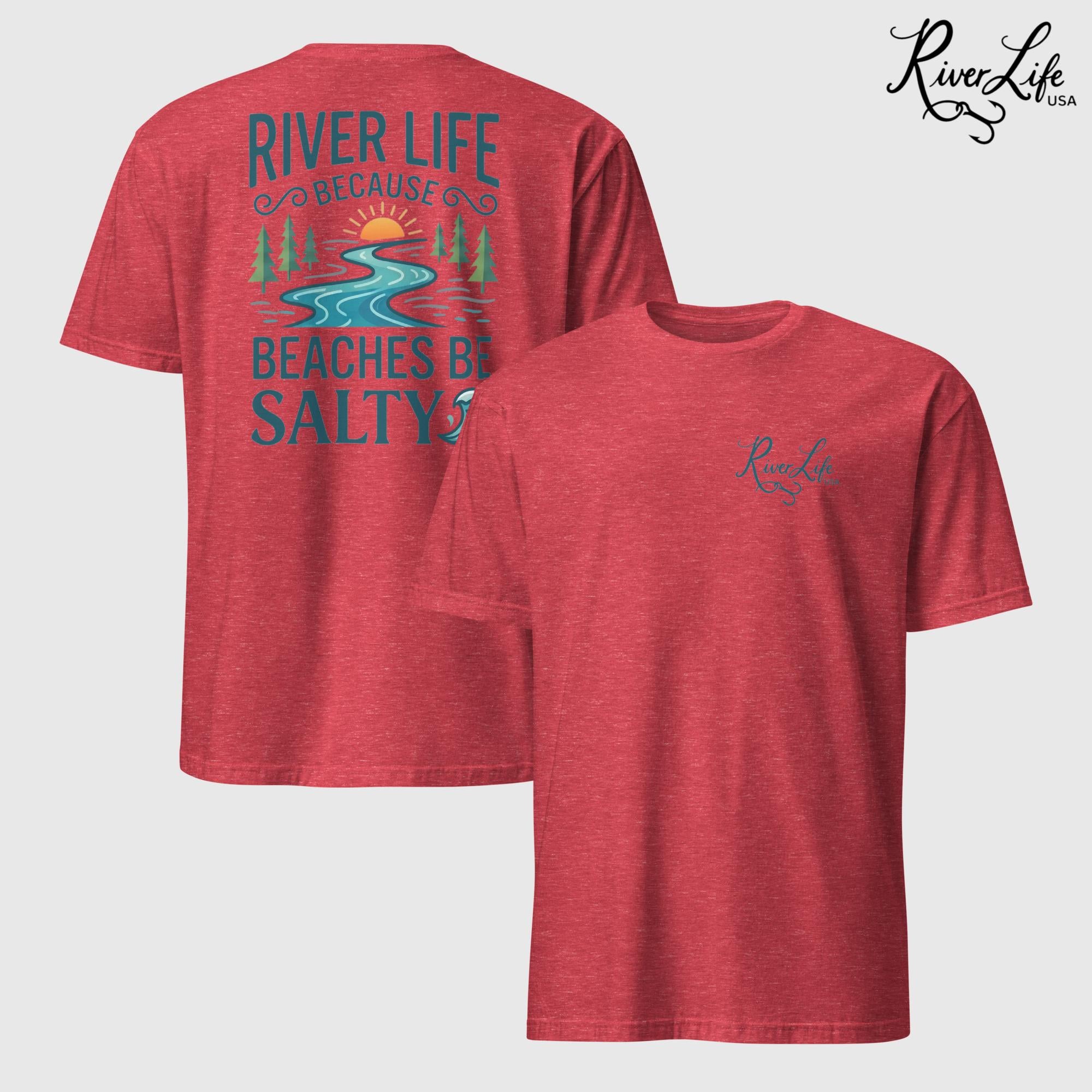 Beaches Be Salty | Short-Sleeve Unisex T-Shirt-Heather Red-River Life USA