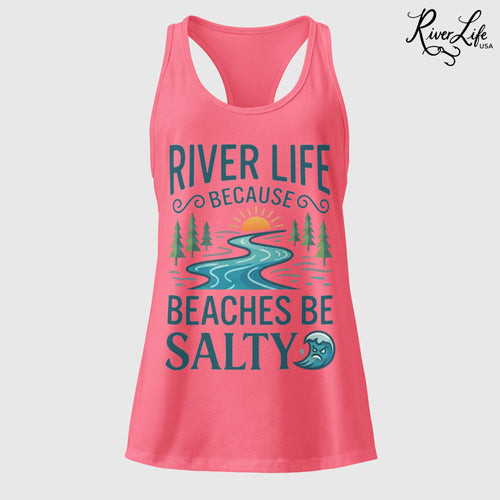 Beaches Be Salty | Women’s Fitted Racerback Tank Top-Hot Pink-River Life USA