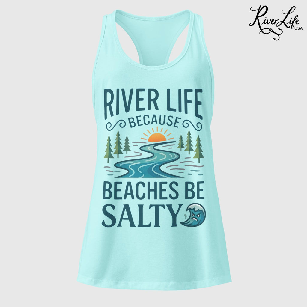 Beaches Be Salty | Women’s Fitted Racerback Tank Top-Cancun-River Life USA