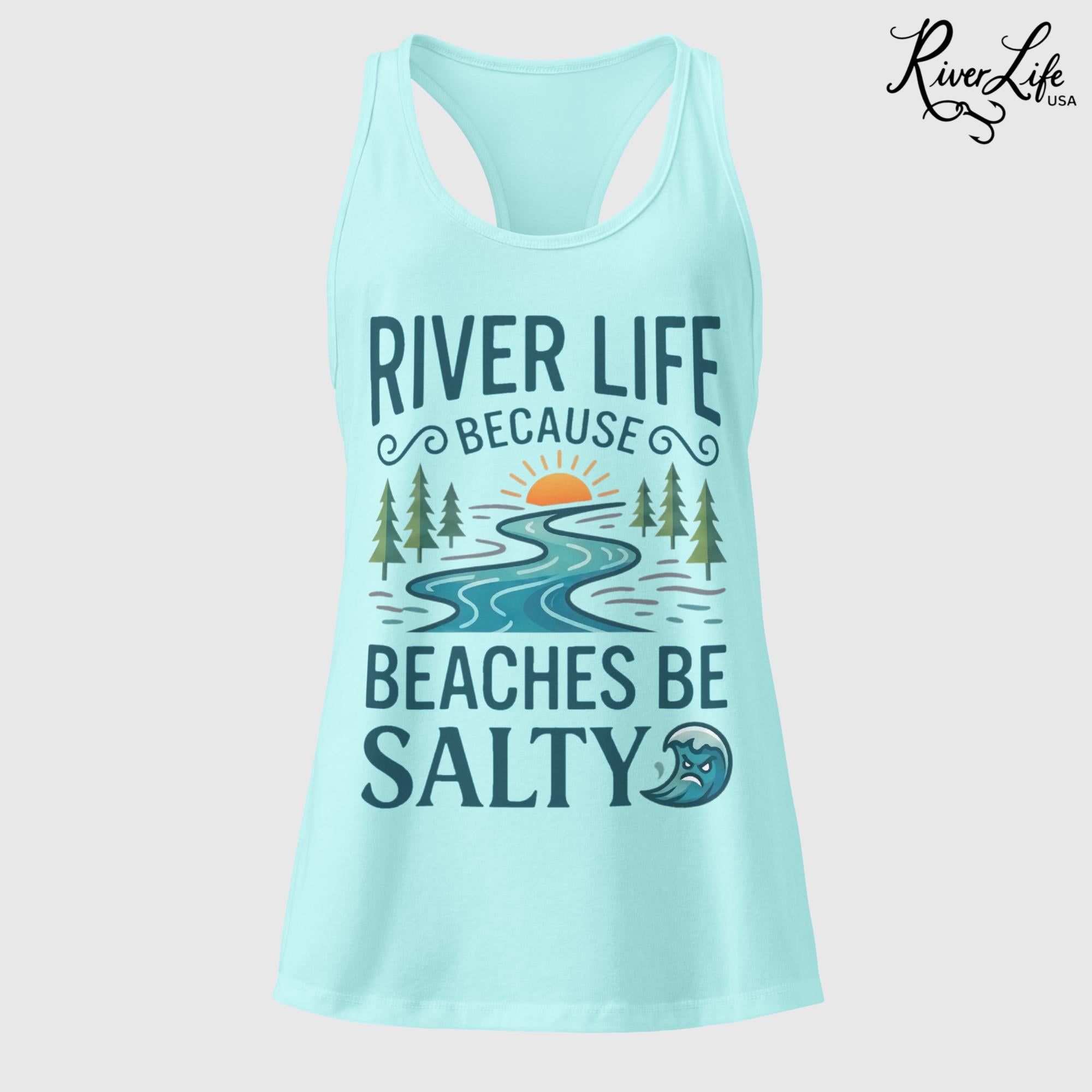 Beaches Be Salty | Women’s Fitted Racerback Tank Top-Cancun-River Life USA