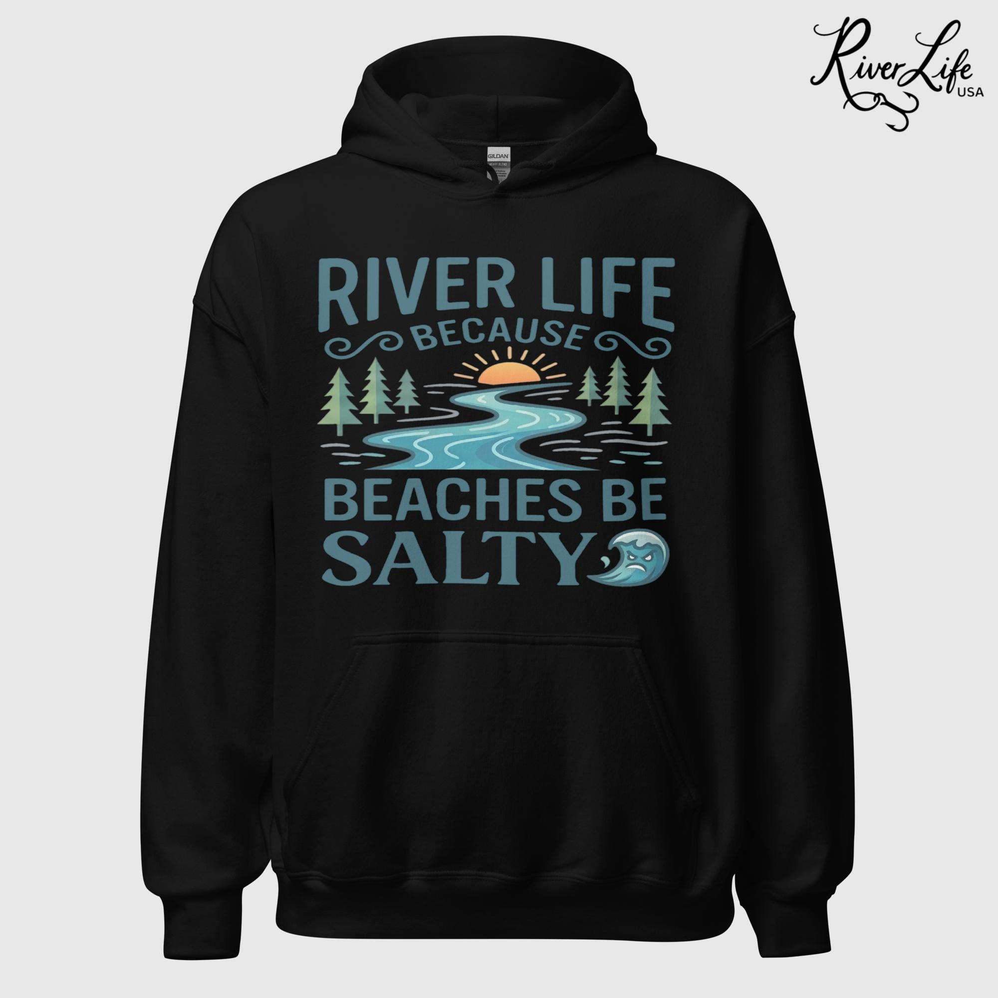 Beaches Be Salty | Womens Pullover Hoodie-Black-River Life USA
