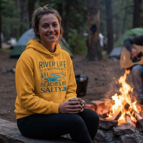 Beaches Be Salty | Womens Pullover Hoodie-Gold-River Life USA