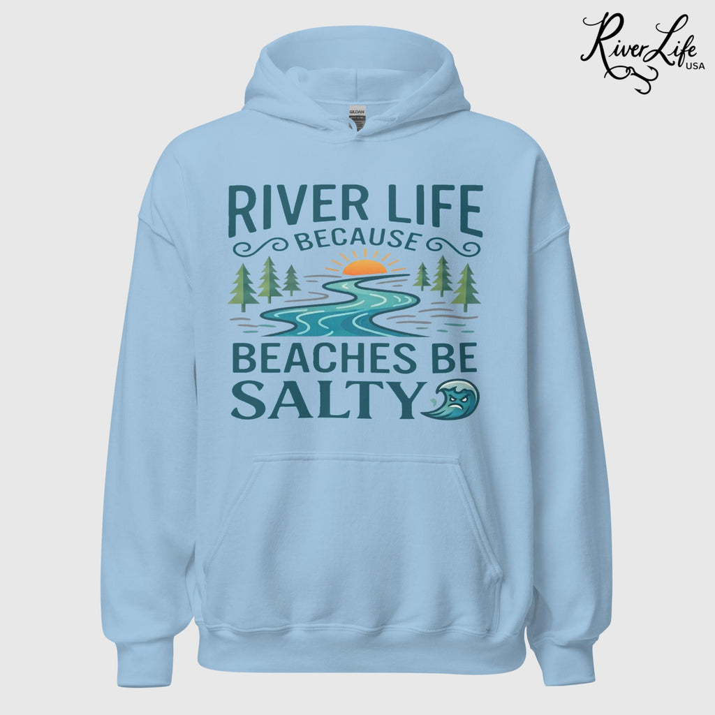 Beaches Be Salty | Womens Pullover Hoodie-Light Blue-River Life USA