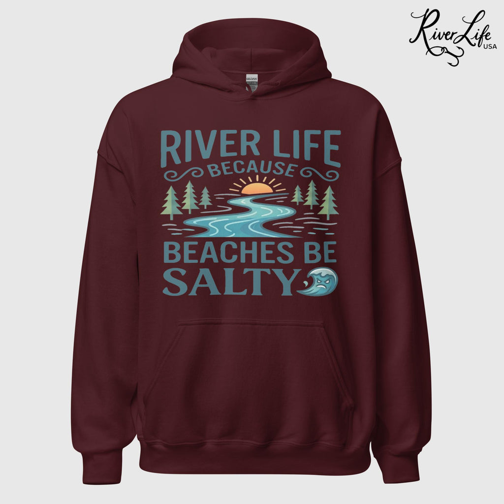 Beaches Be Salty | Womens Pullover Hoodie-Maroon-River Life USA