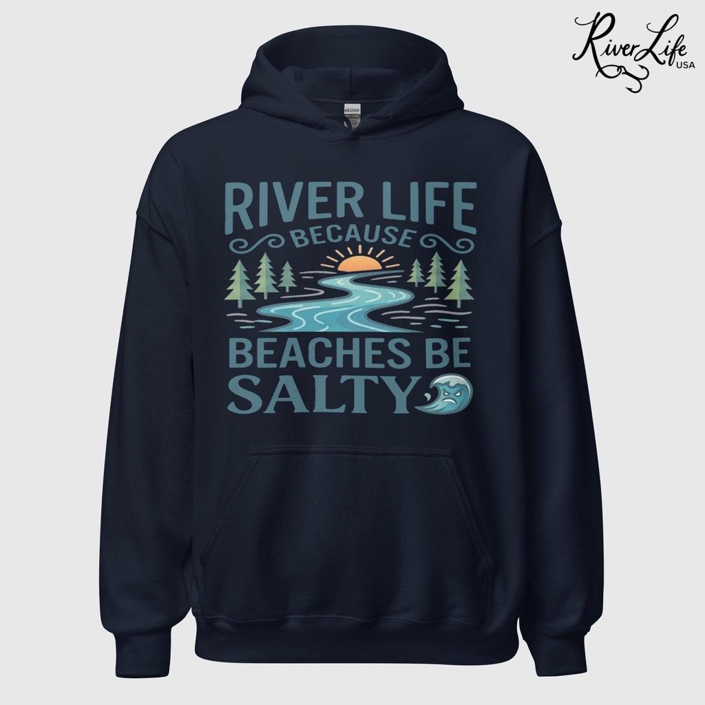 Beaches Be Salty | Womens Pullover Hoodie-Navy-River Life USA