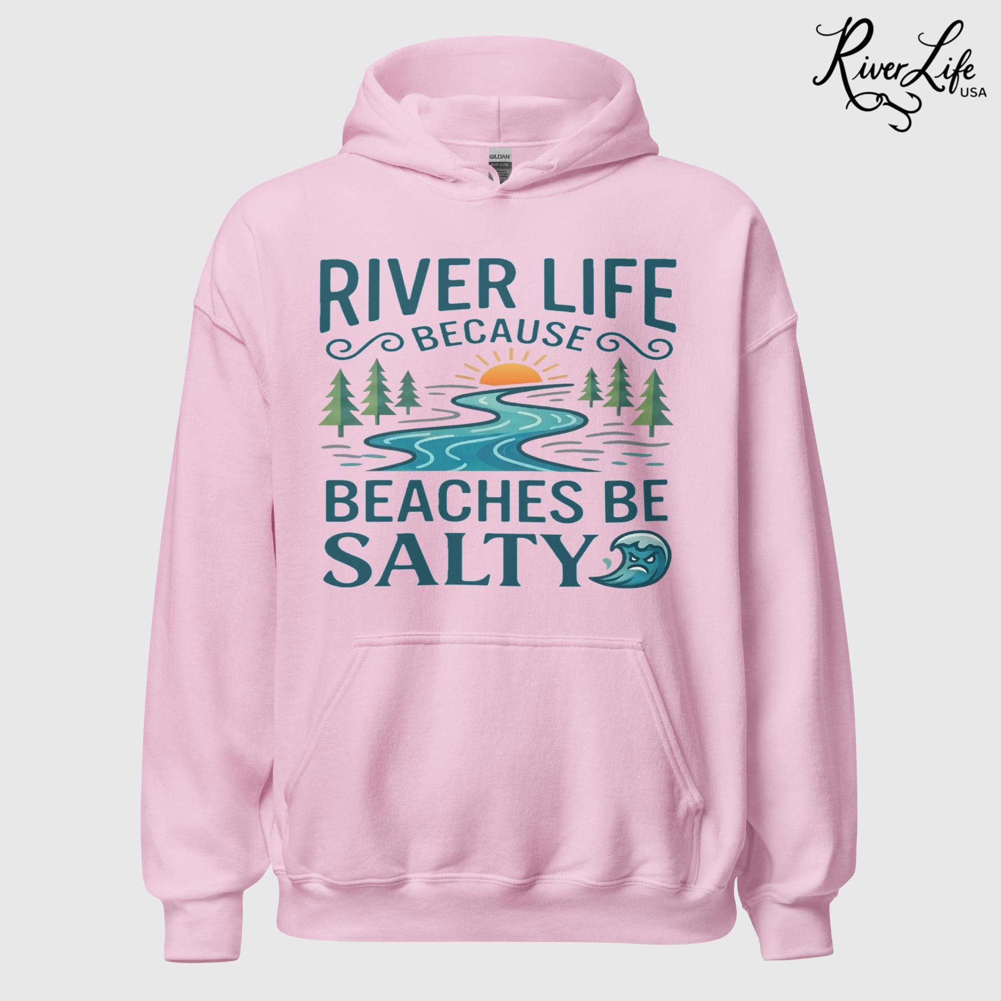 Beaches Be Salty | Womens Pullover Hoodie-Pink-River Life USA