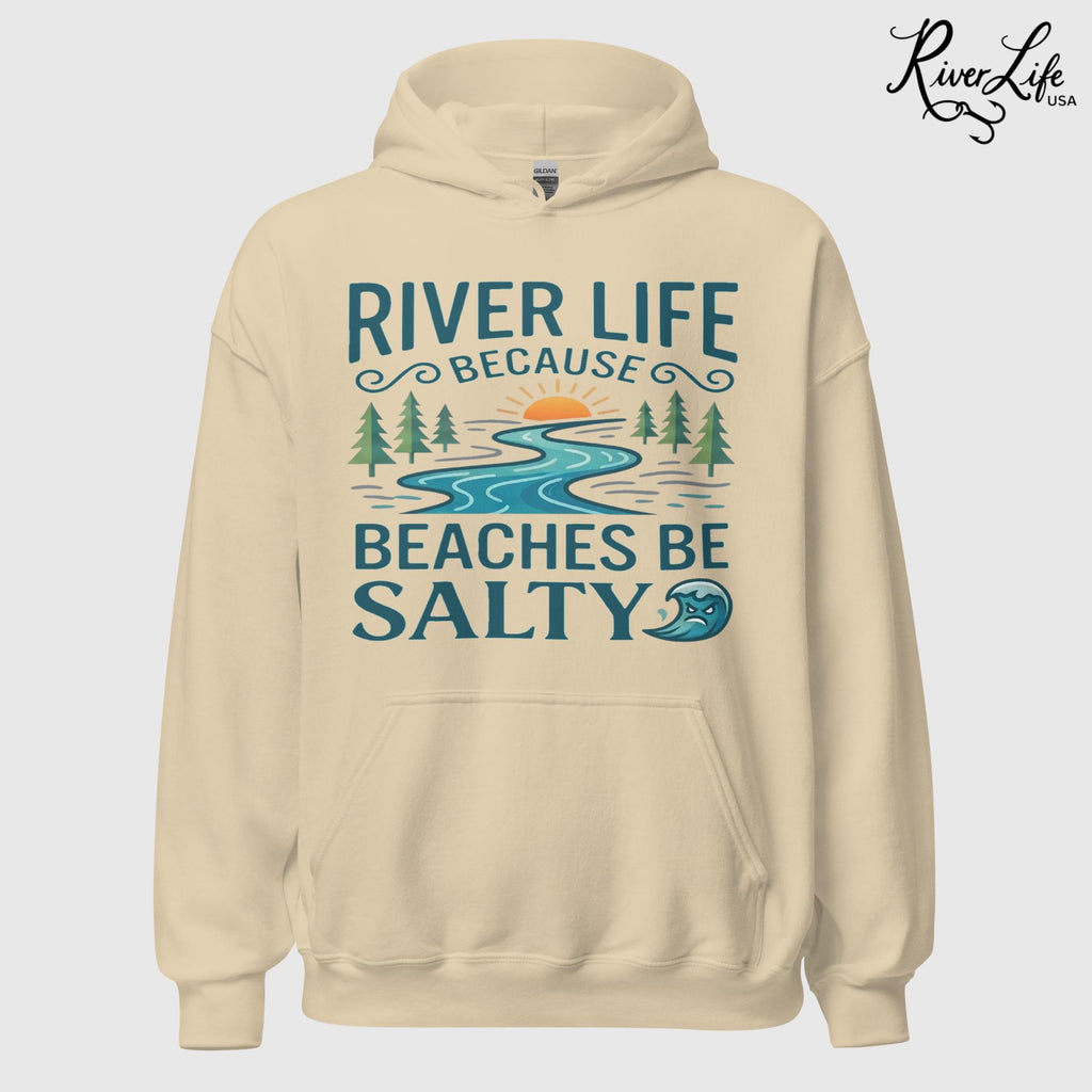 Beaches Be Salty | Womens Pullover Hoodie-Sand-River Life USA