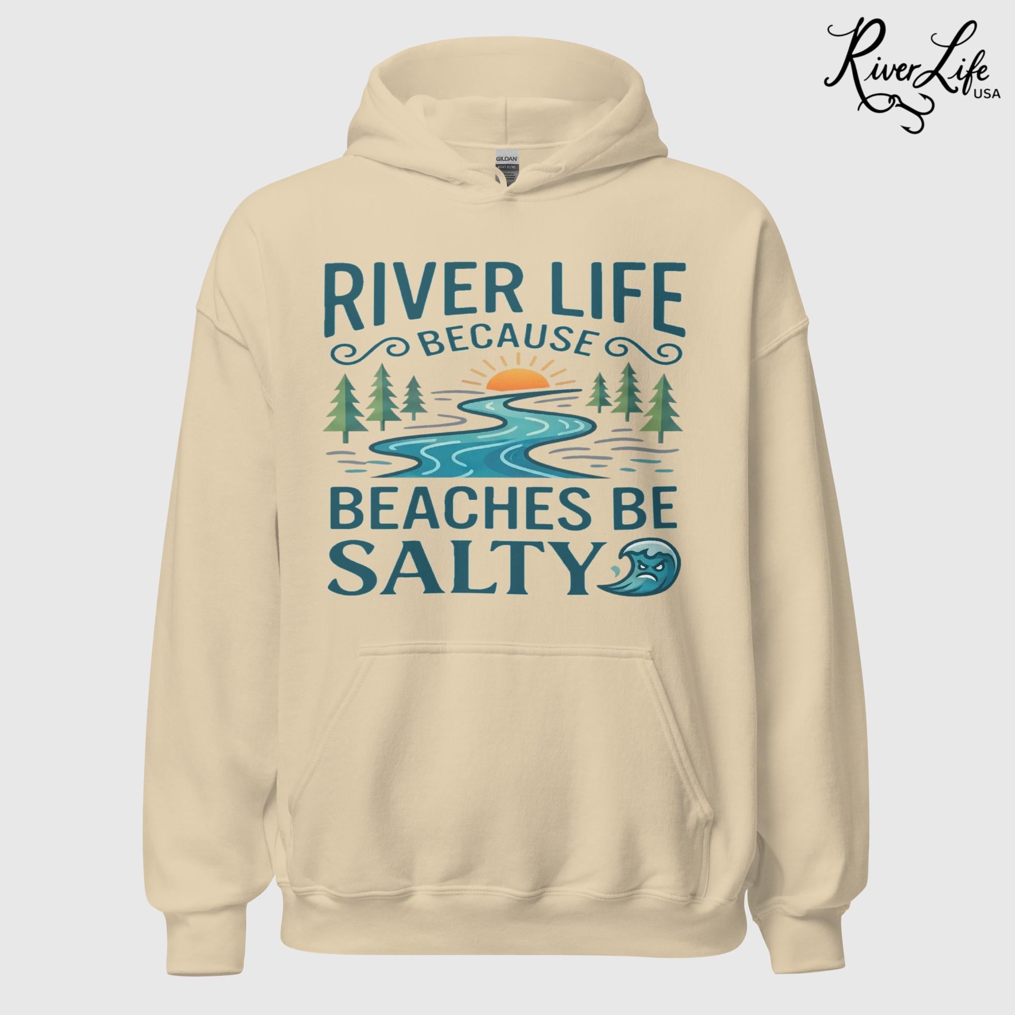 Beaches Be Salty | Womens Pullover Hoodie-Sand-River Life USA