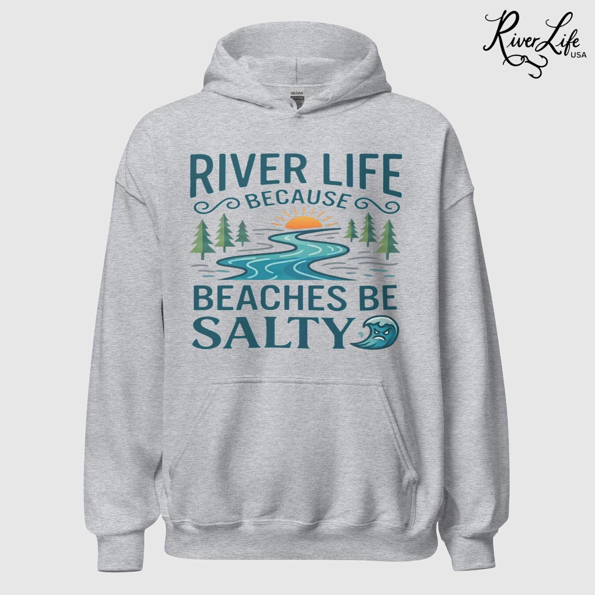 Beaches Be Salty | Womens Pullover Hoodie-Sport Grey-River Life USA