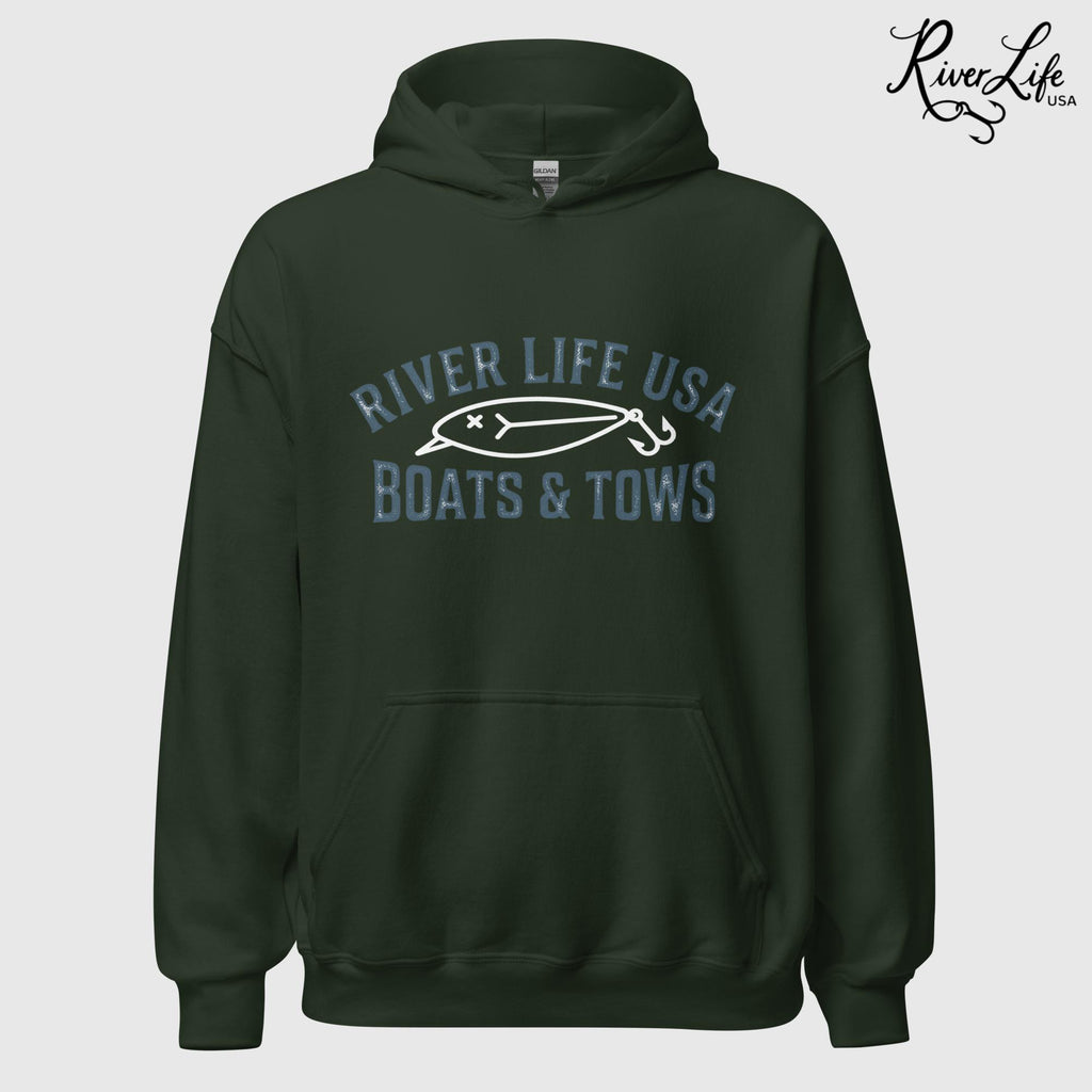 Boats and Tows | Unisex Pullover Hoodie-Forest Green-River Life USA