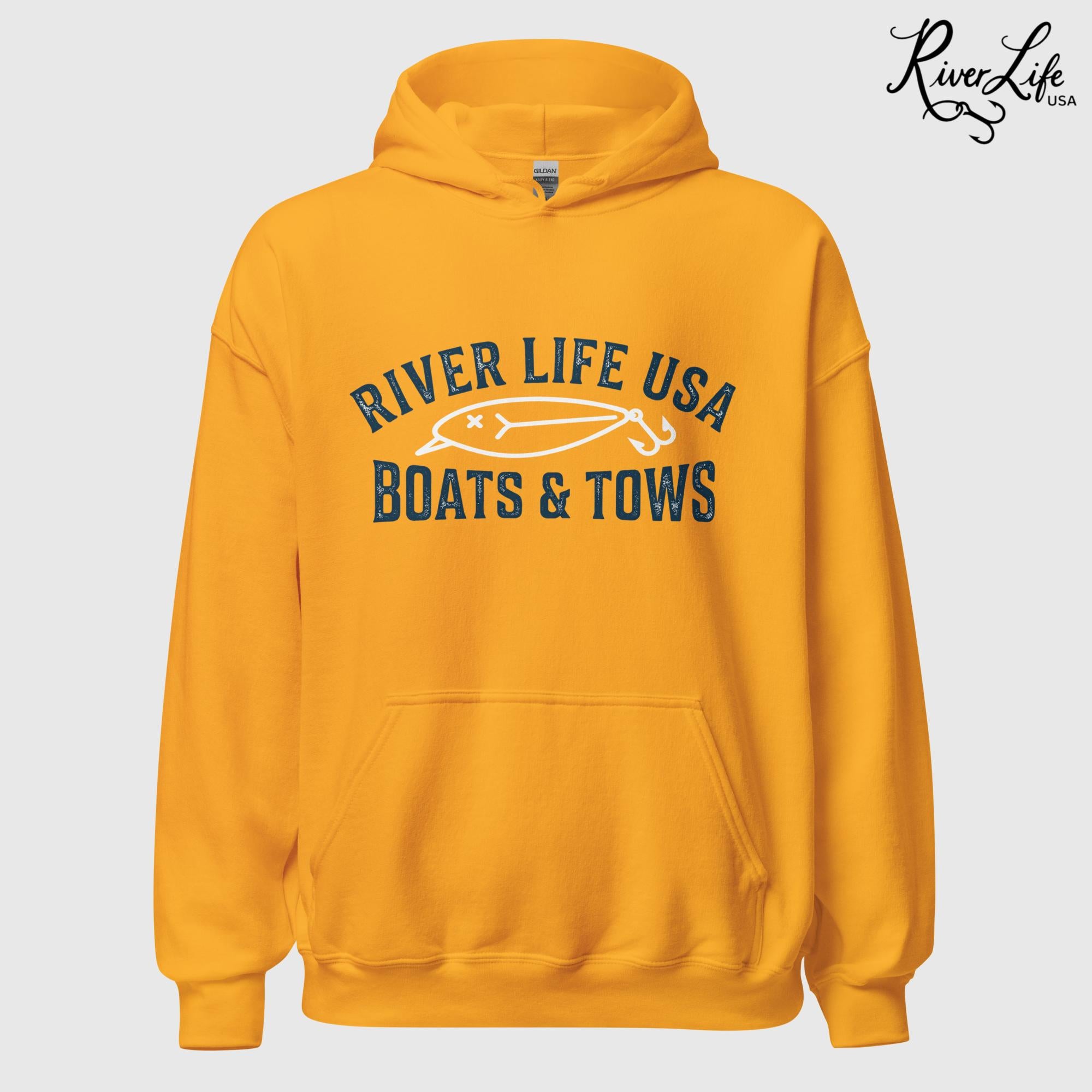 Boats and Tows | Unisex Pullover Hoodie-Gold-River Life USA