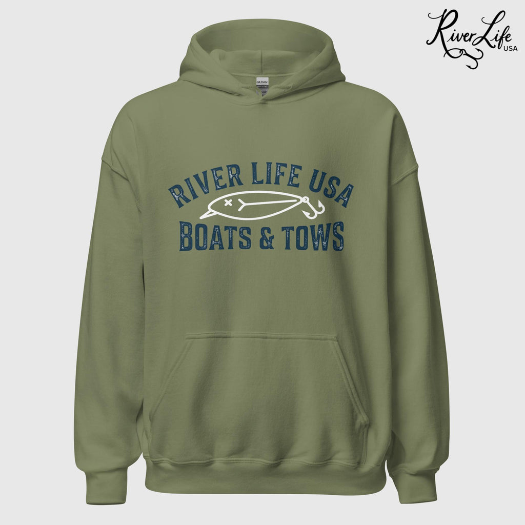 Boats and Tows | Unisex Pullover Hoodie-Military Green-River Life USA