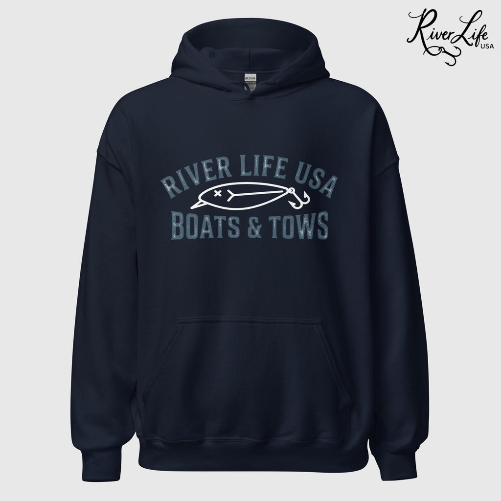 Boats and Tows | Unisex Pullover Hoodie-Navy-River Life USA
