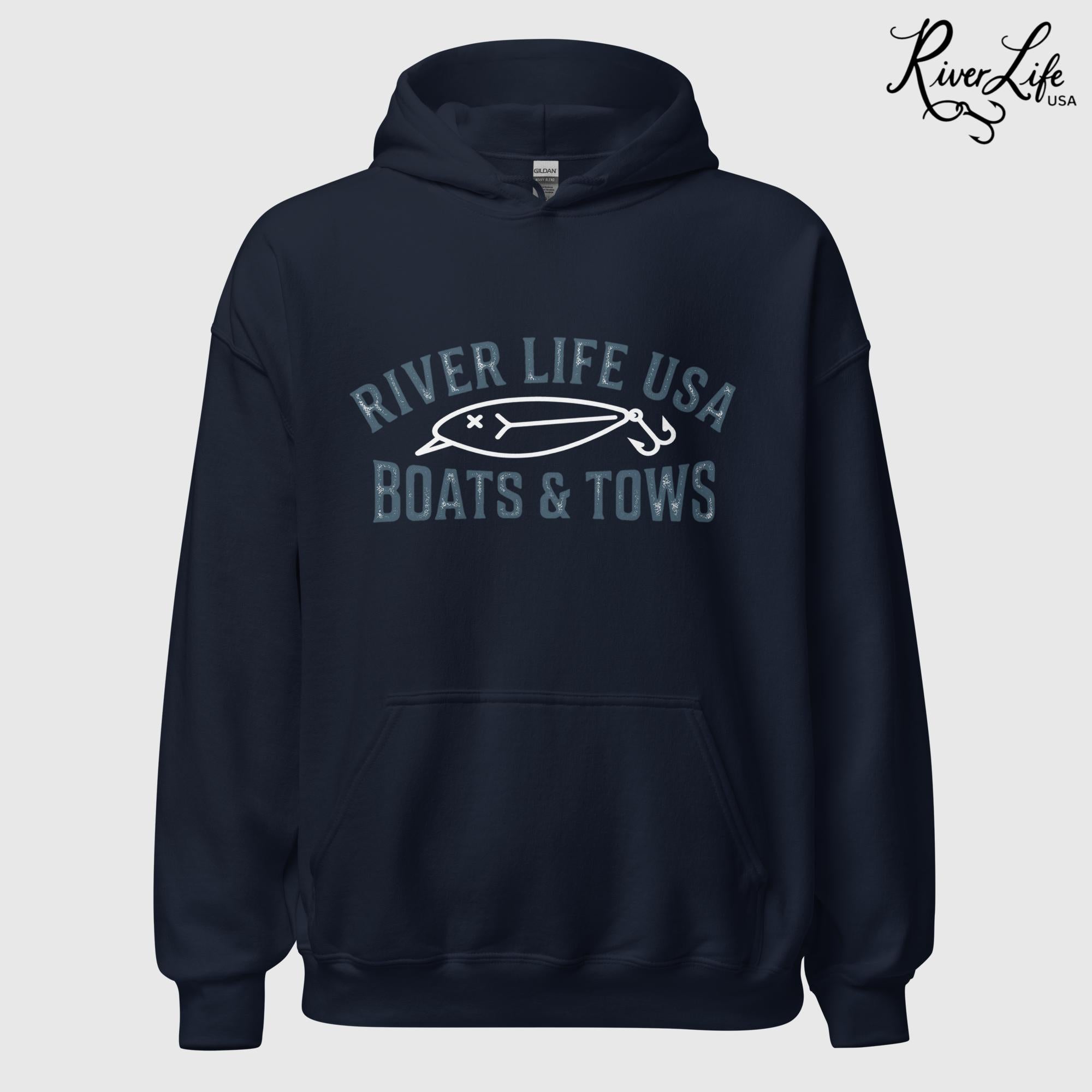 Boats and Tows | Unisex Pullover Hoodie-Navy-River Life USA