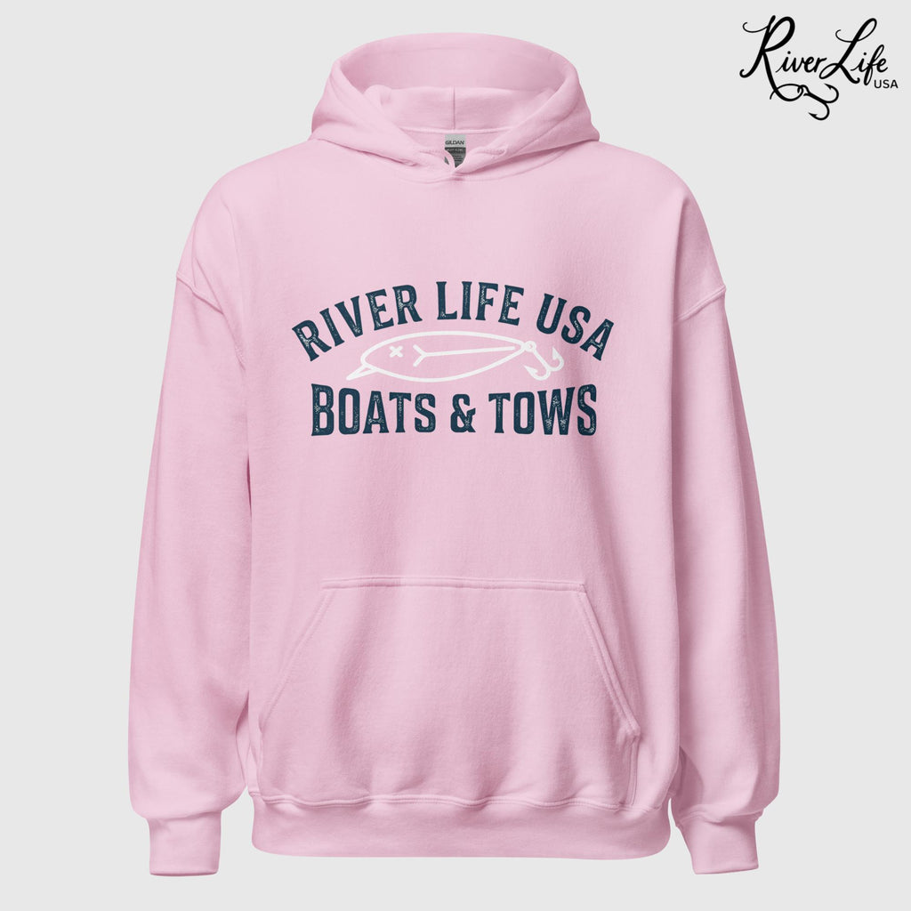 Boats and Tows | Unisex Pullover Hoodie-Pink-River Life USA
