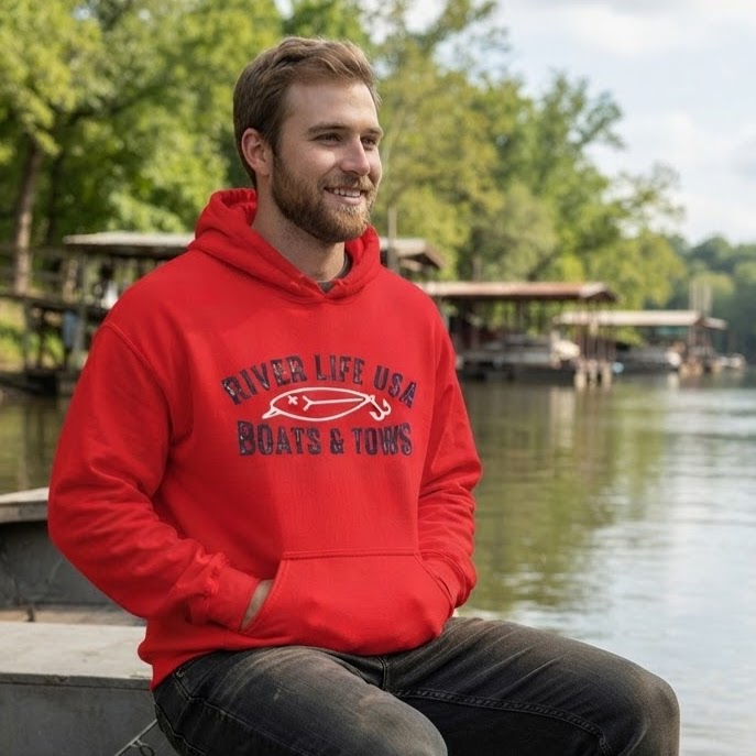 Boats and Tows | Unisex Pullover Hoodie-Red-River Life USA