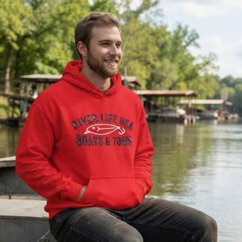 Boats and Tows | Unisex Pullover Hoodie-Red-River Life USA