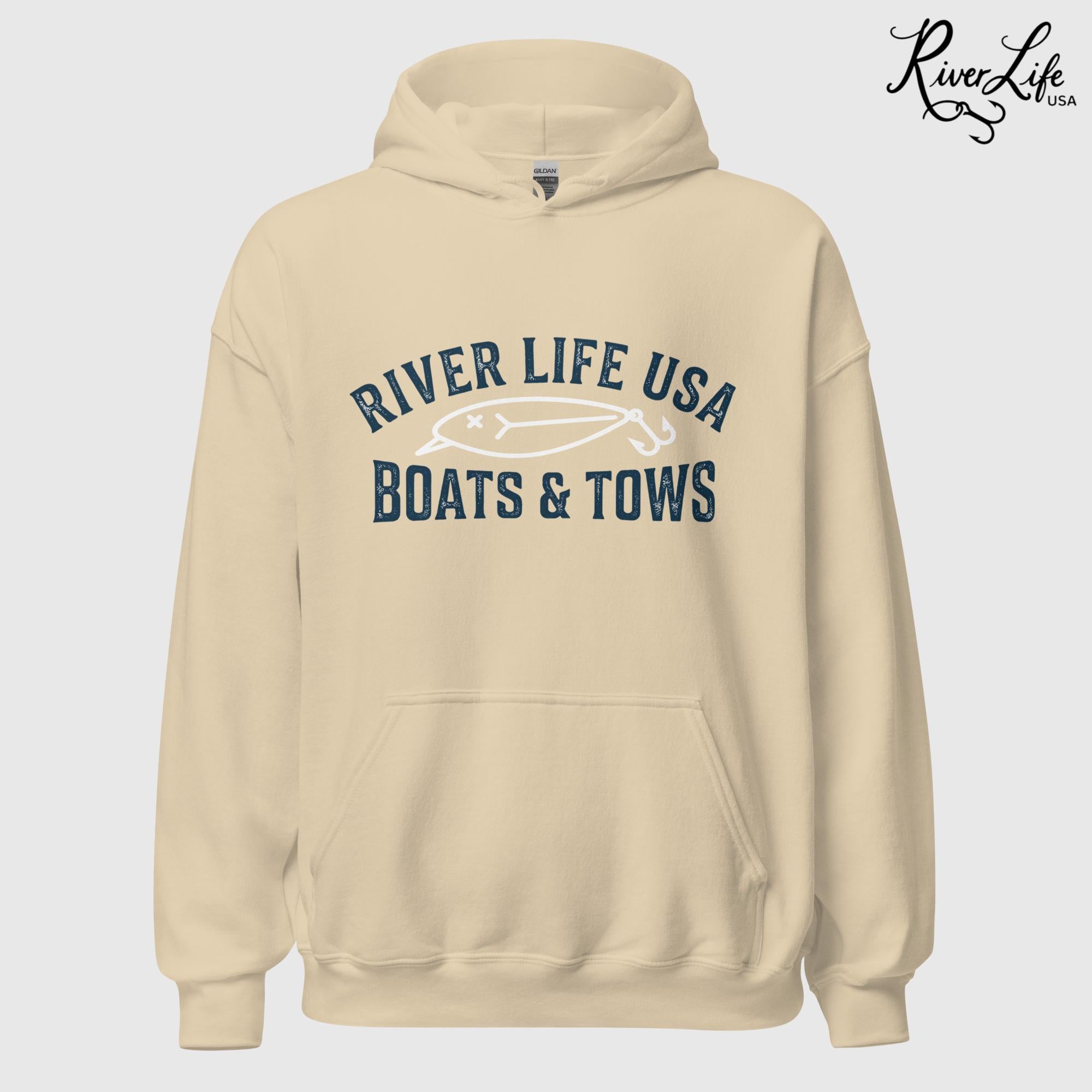 Boats and Tows | Unisex Pullover Hoodie-Sand-River Life USA