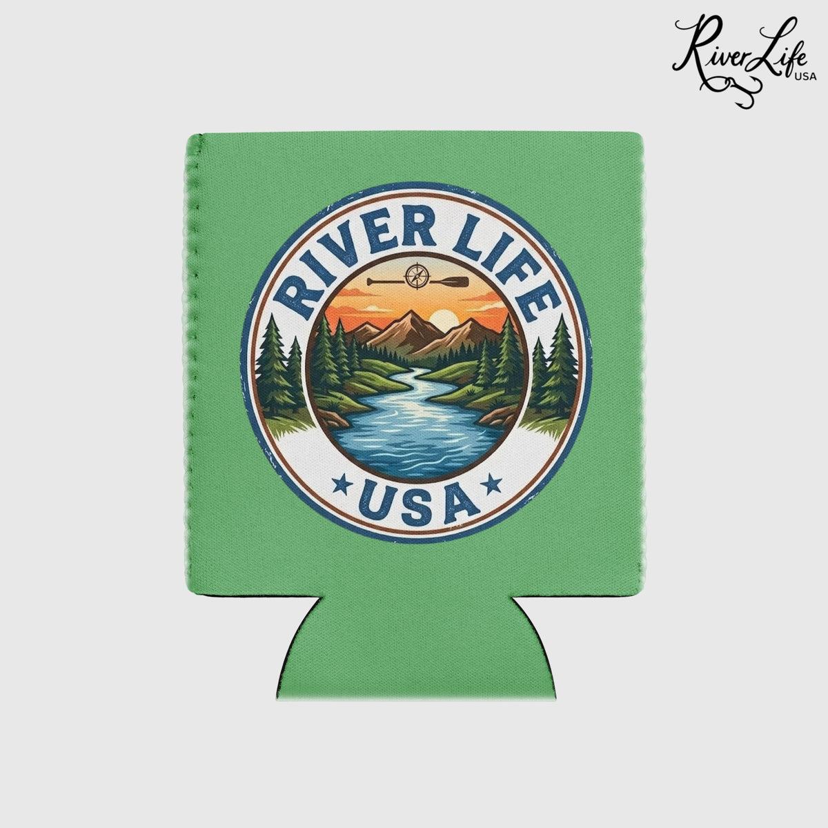 RIver Life USA Circle Logo | Can Koozie