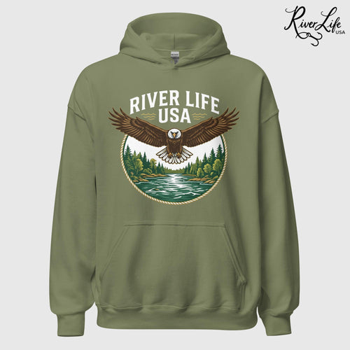 Eagle | Unisex Pullover Hoodie-Military Green-River Life USA