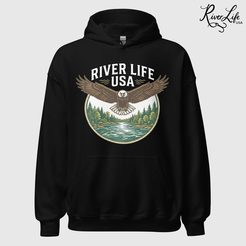 Eagle | Unisex Pullover Hoodie-Black-River Life USA