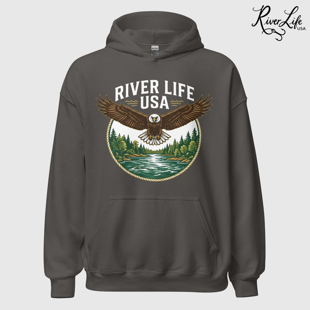 Eagle | Unisex Pullover Hoodie-Charcoal-River Life USA