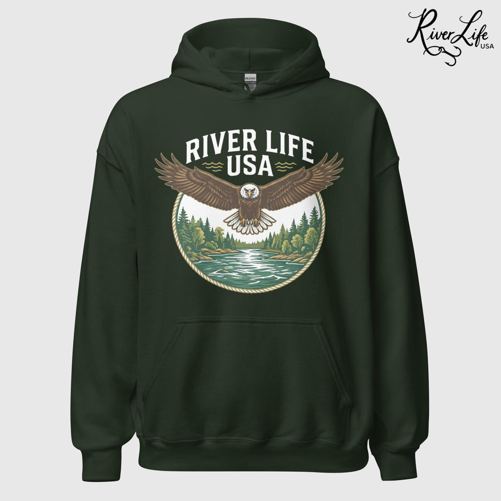 Eagle | Unisex Pullover Hoodie-Forest Green-River Life USA