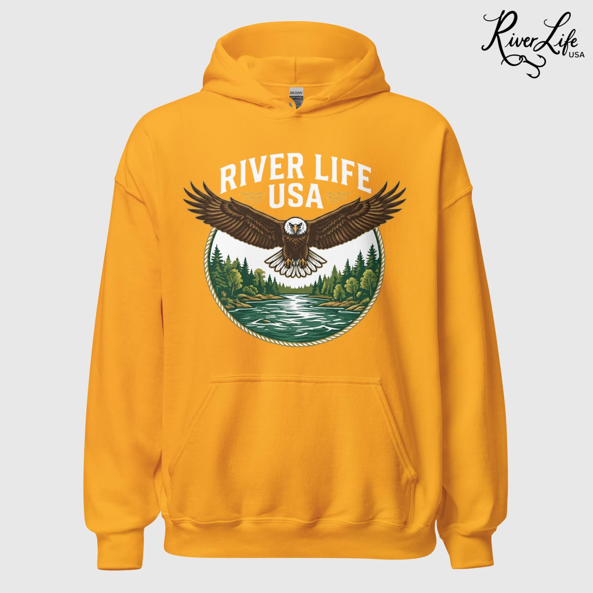 Eagle | Unisex Pullover Hoodie-Gold-River Life USA