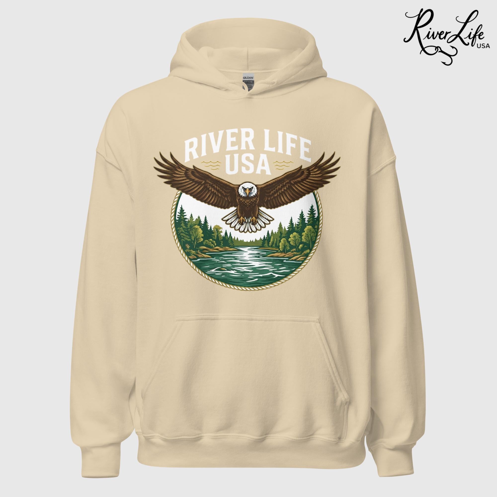 Eagle | Unisex Pullover Hoodie-Sand-River Life USA