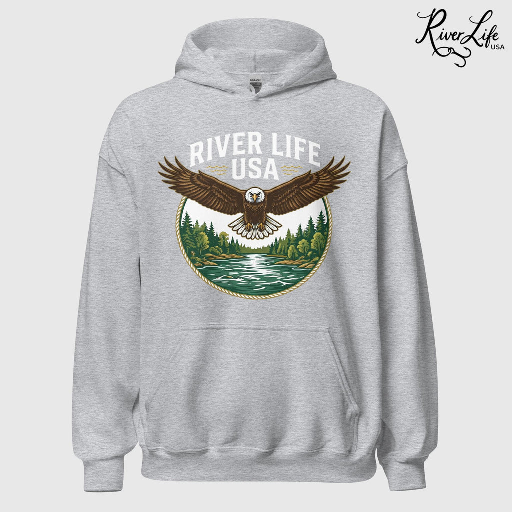 Eagle | Unisex Pullover Hoodie-Sport Grey-River Life USA