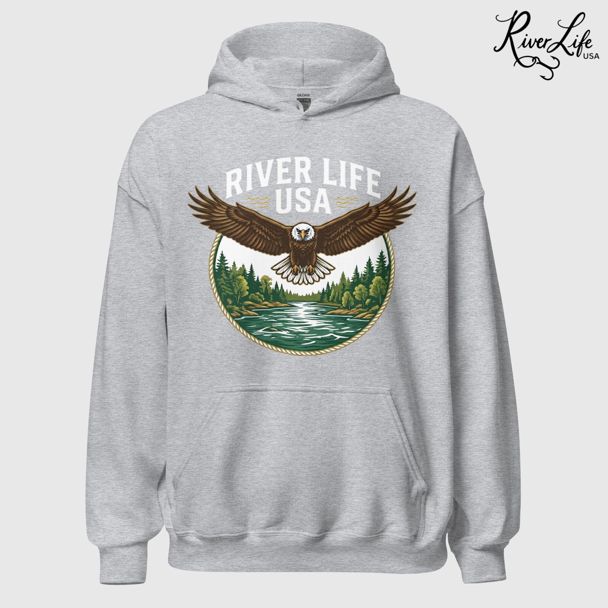 Eagle | Unisex Pullover Hoodie-Sport Grey-River Life USA
