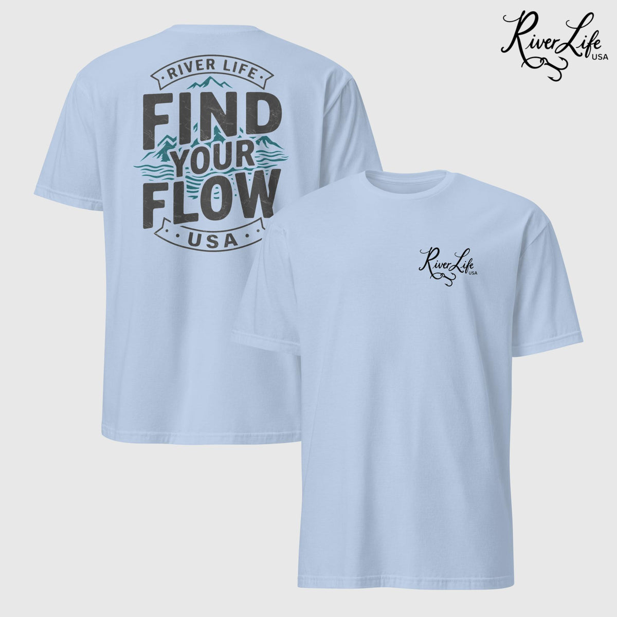 Find Your Flow | Short-Sleeve Unisex T-Shirt-Light Blue-River Life USA