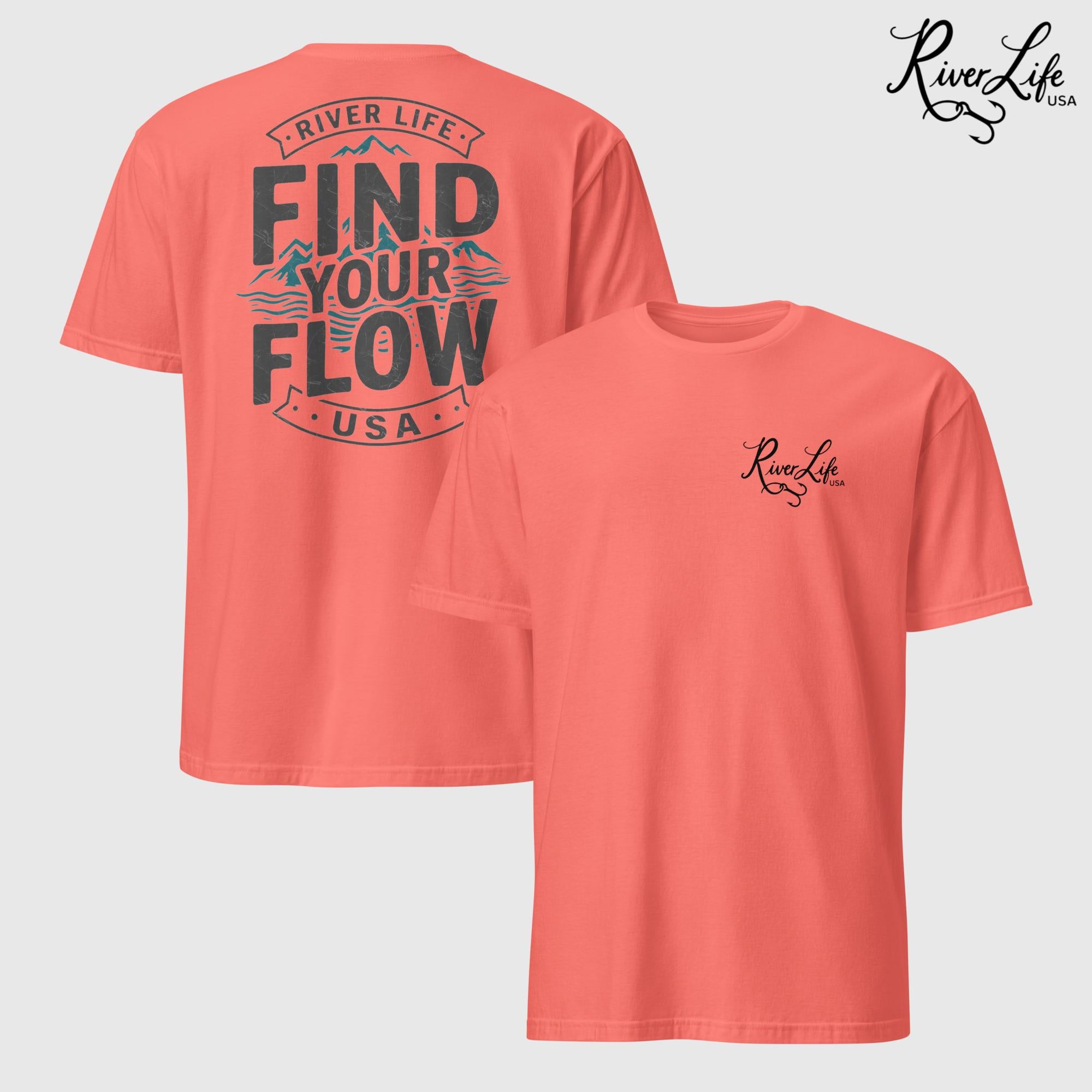 Find Your Flow | Short-Sleeve Unisex T-Shirt-Coral Silk-River Life USA