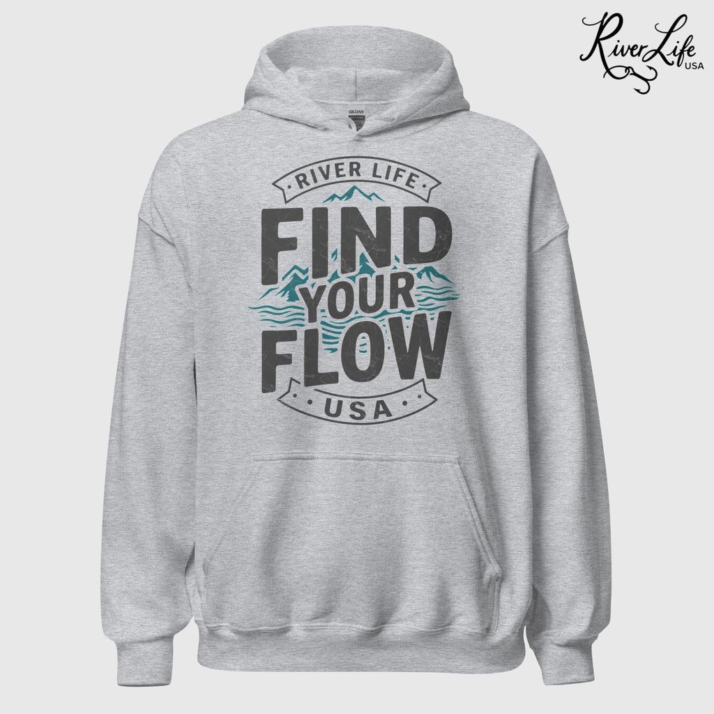 Find Your Flow | Unisex Pullover Hoodie-Sport Grey-River Life USA