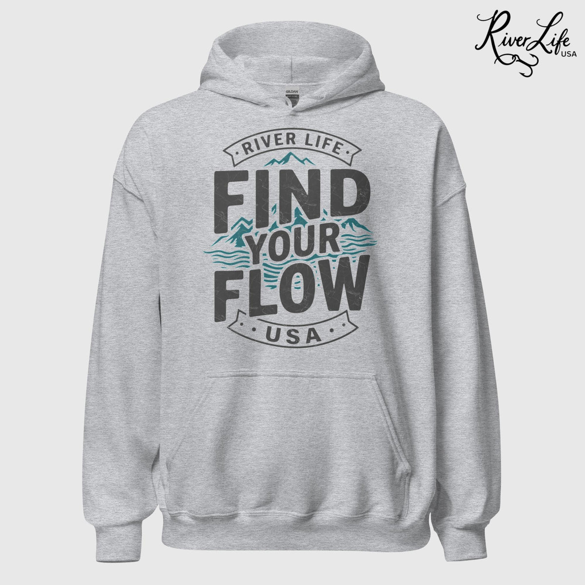 Find Your Flow | Unisex Pullover Hoodie-Sport Grey-River Life USA