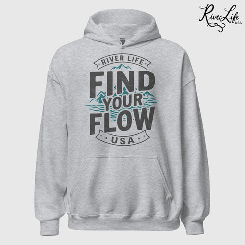 Find Your Flow | Unisex Pullover Hoodie-Sport Grey-River Life USA