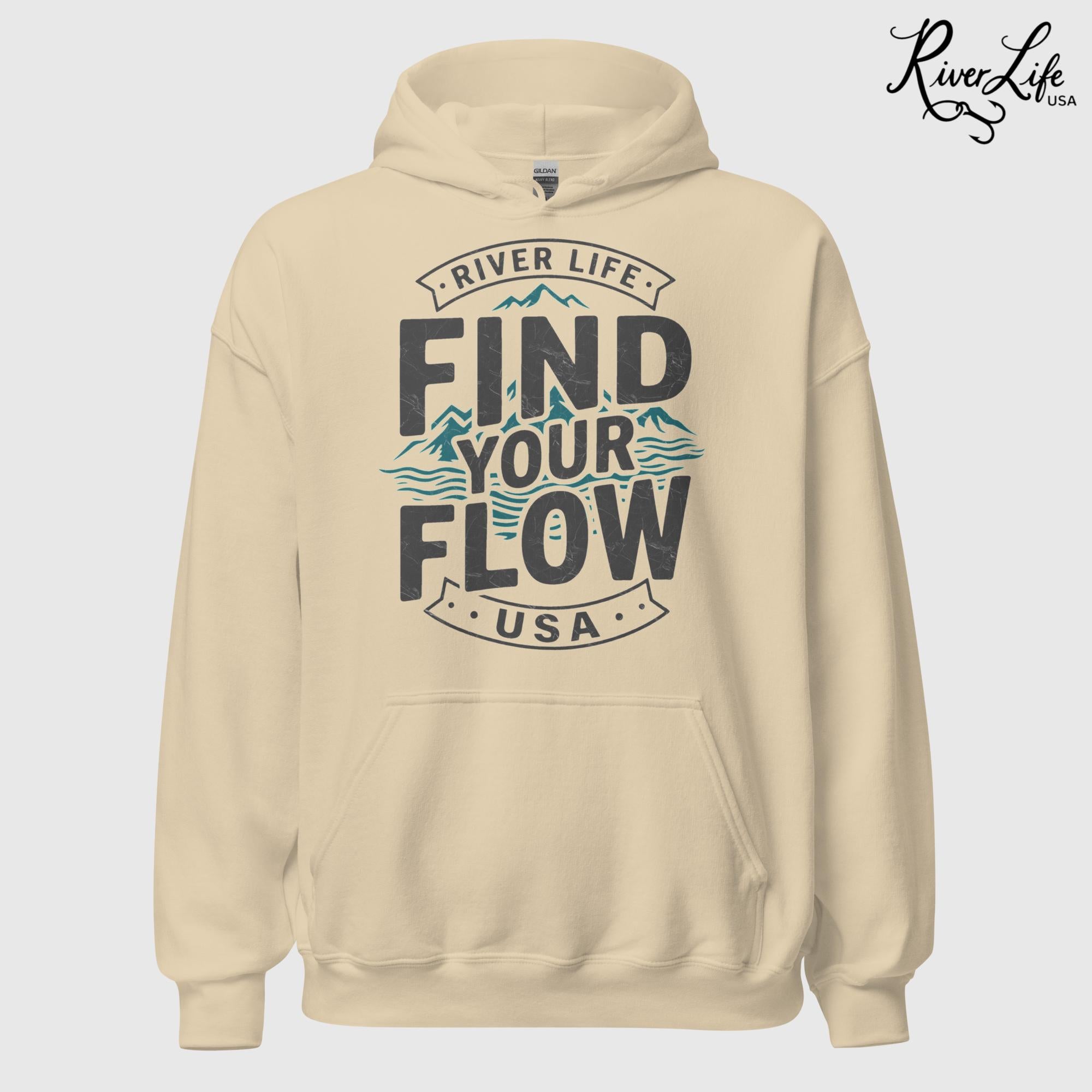 Find Your Flow | Unisex Pullover Hoodie-Sand-River Life USA