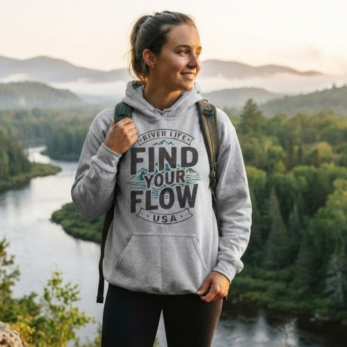 Find Your Flow | Unisex Pullover Hoodie-Sport Grey-River Life USA