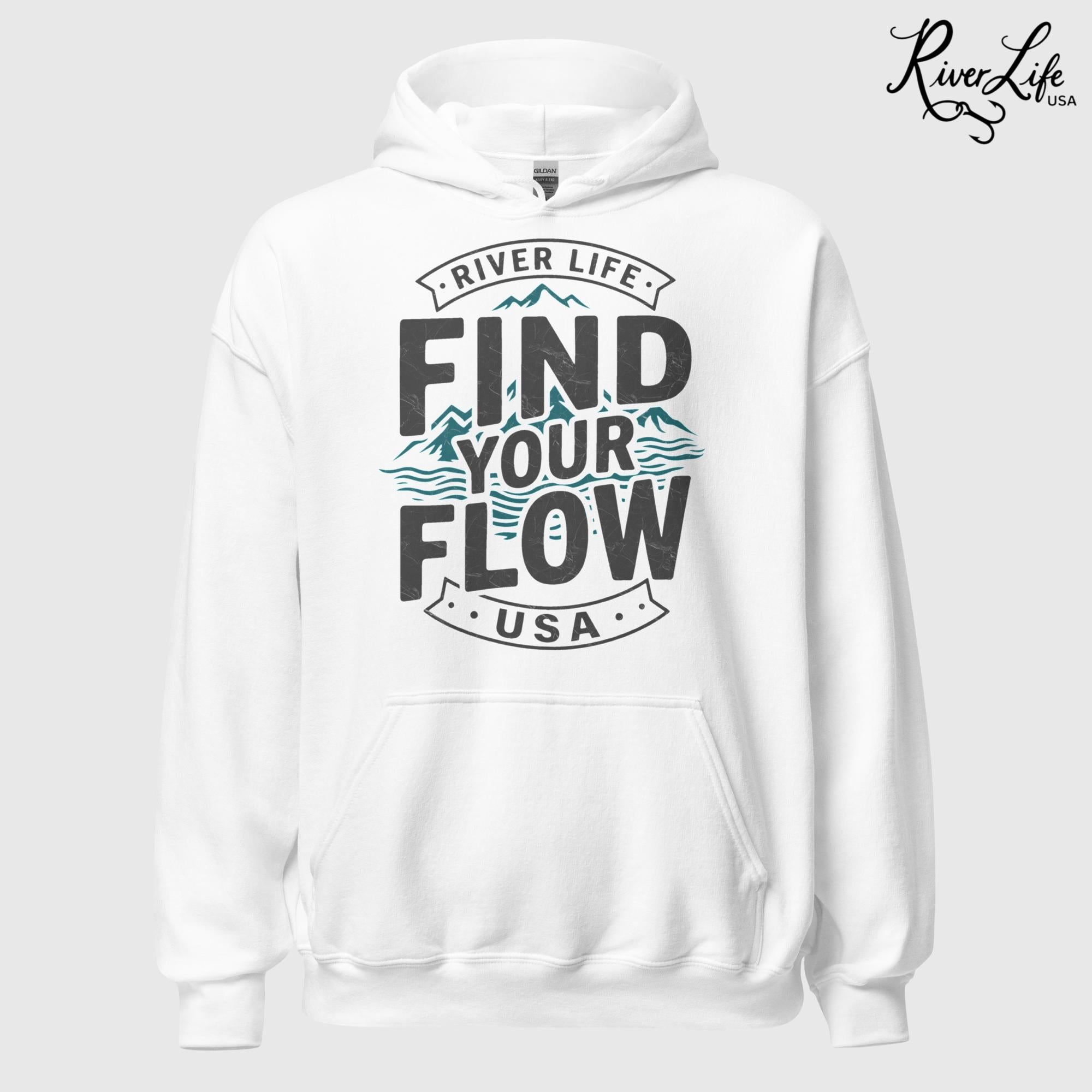 Find Your Flow | Unisex Pullover Hoodie-White-River Life USA