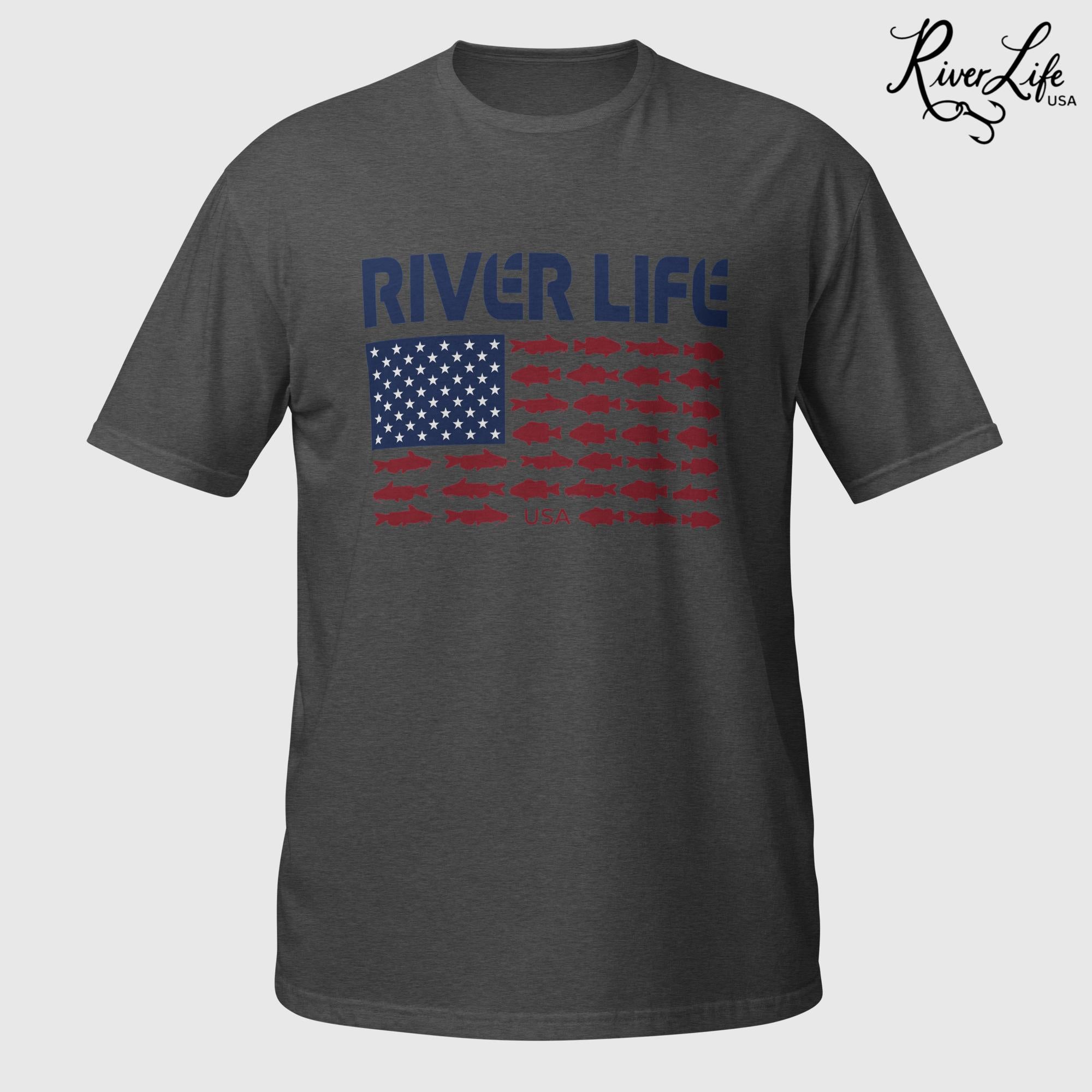 Fish Flag (dark colors) | Short-Sleeve Unisex T-Shirt-Dark Heather Grey-River Life USA