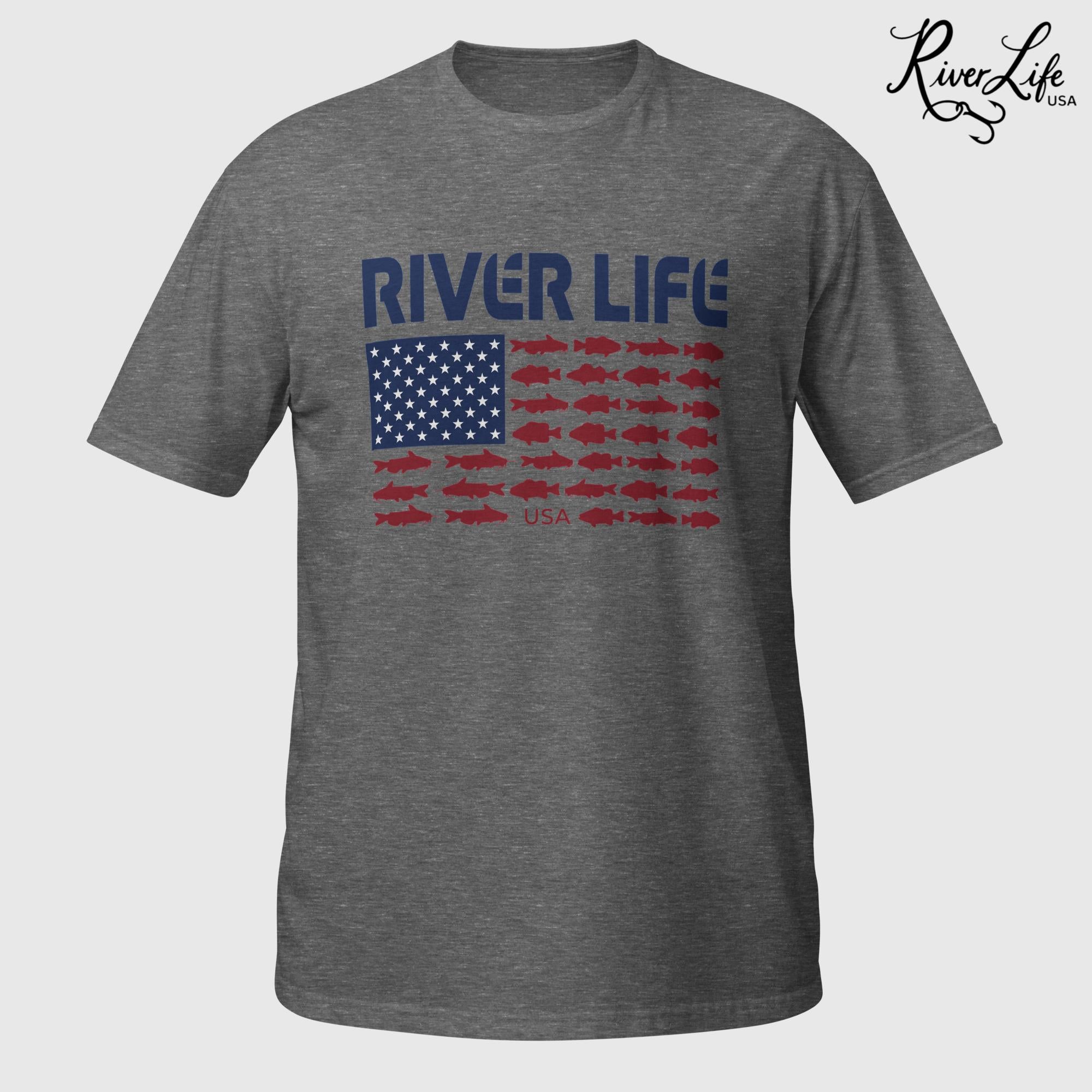 Fish Flag (dark colors) | Short-Sleeve Unisex T-Shirt-Graphite Heather-River Life USA