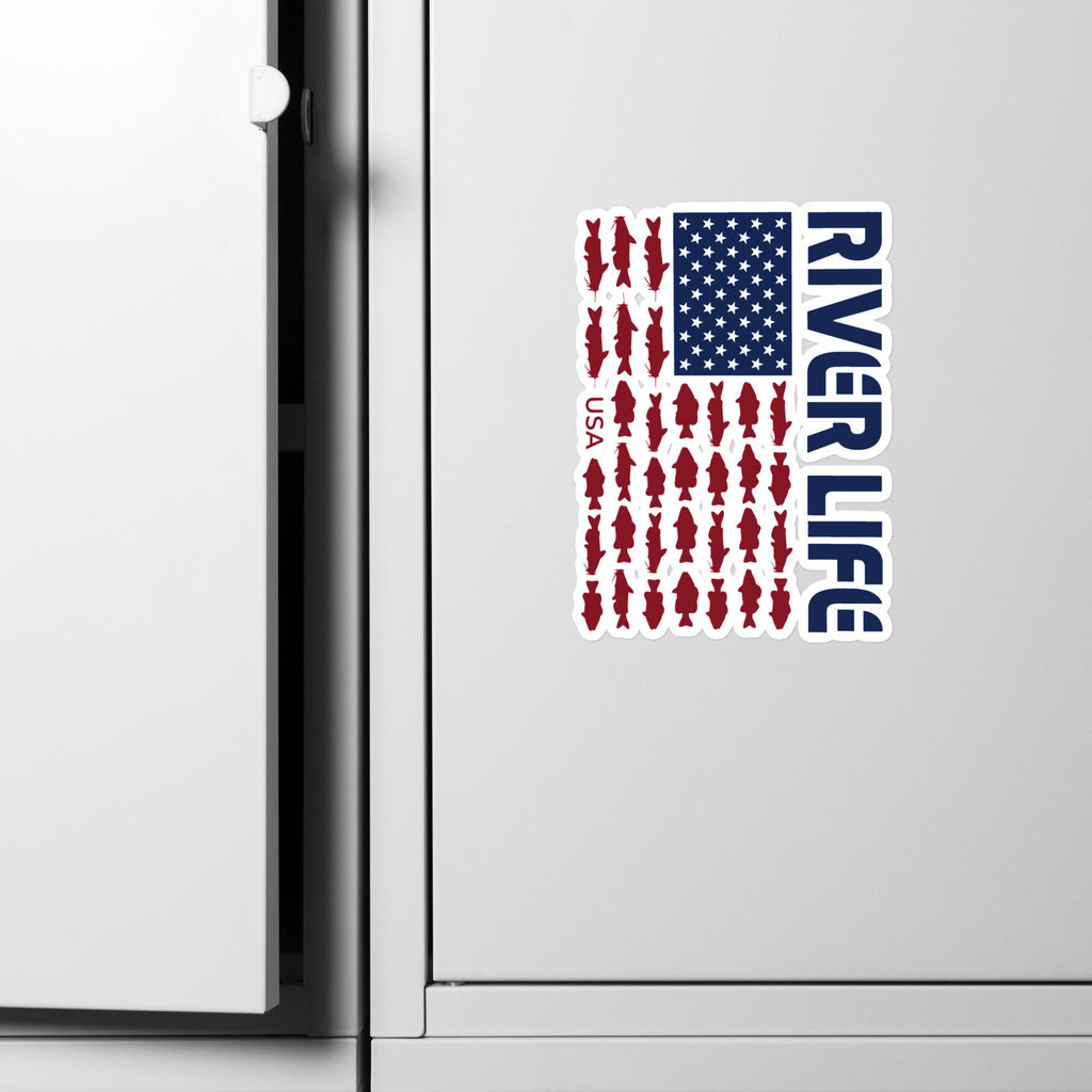 Fish Flag | Kiss-cut Vinyl Decals-6″×8″-River Life USA