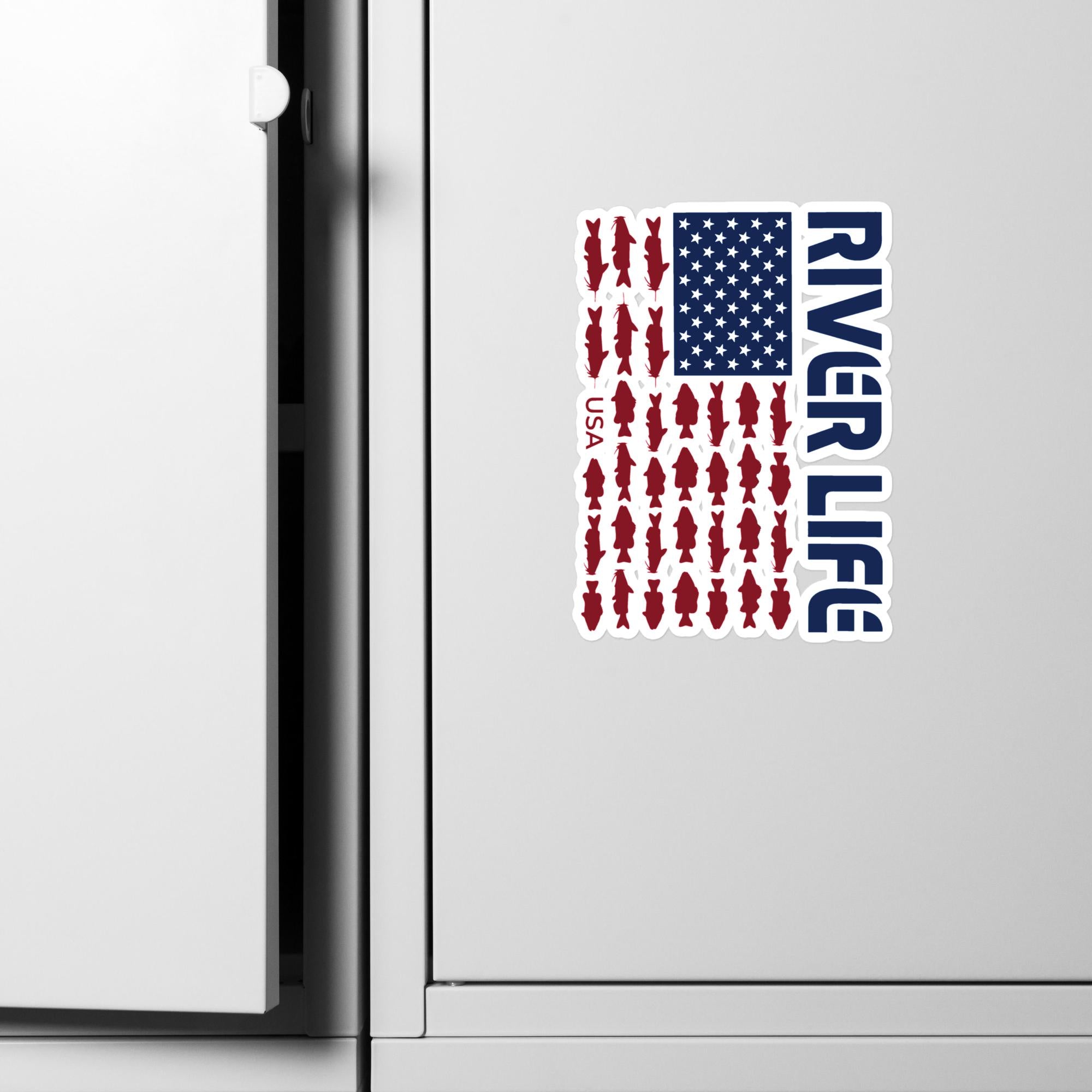 Fish Flag | Kiss-cut Vinyl Decals-6″×8″-River Life USA