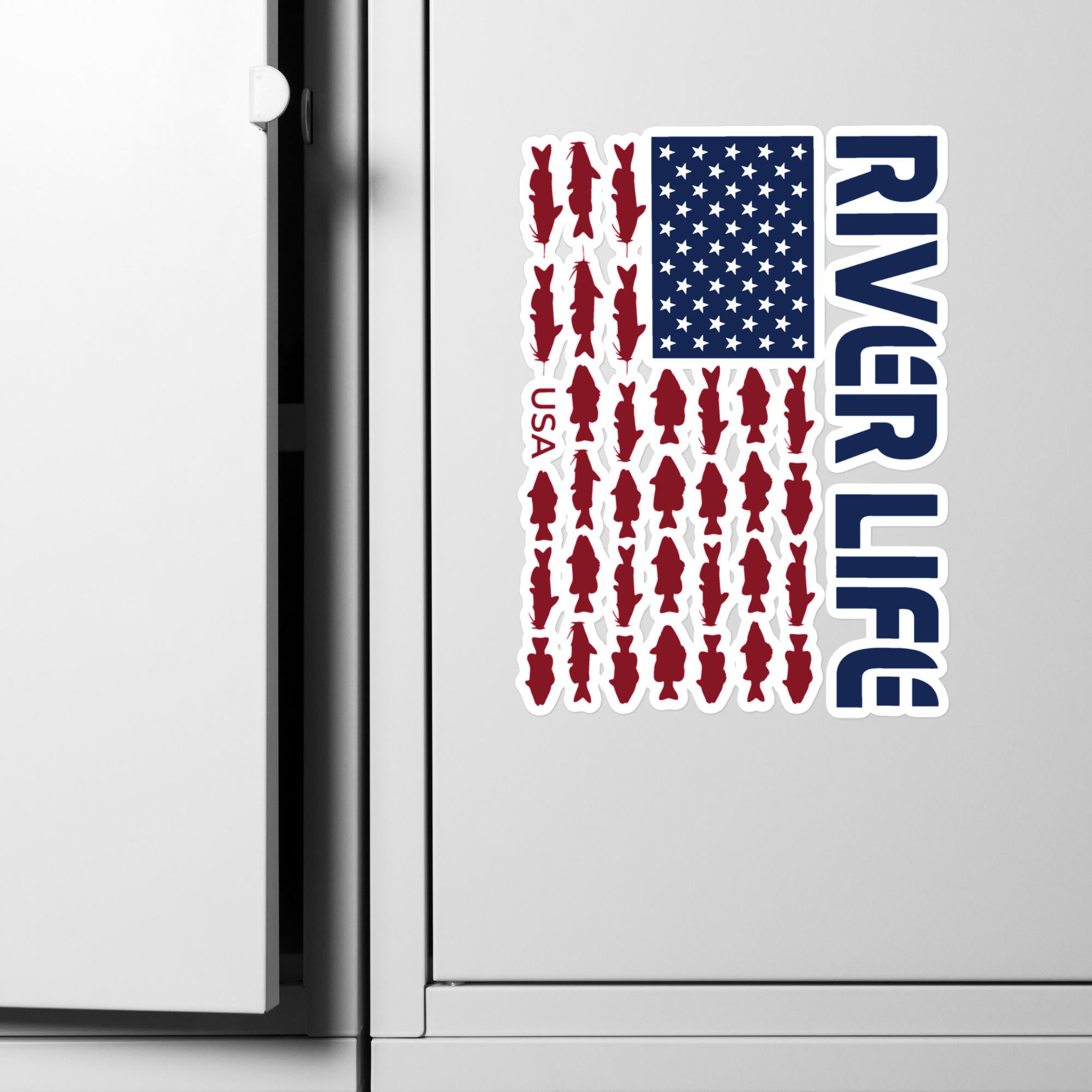 Fish Flag | Kiss-cut Vinyl Decals-8″×10″-River Life USA