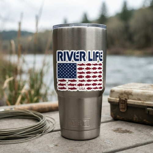 Fish Flag | Kiss-cut Vinyl Decals-3″×4″-River Life USA